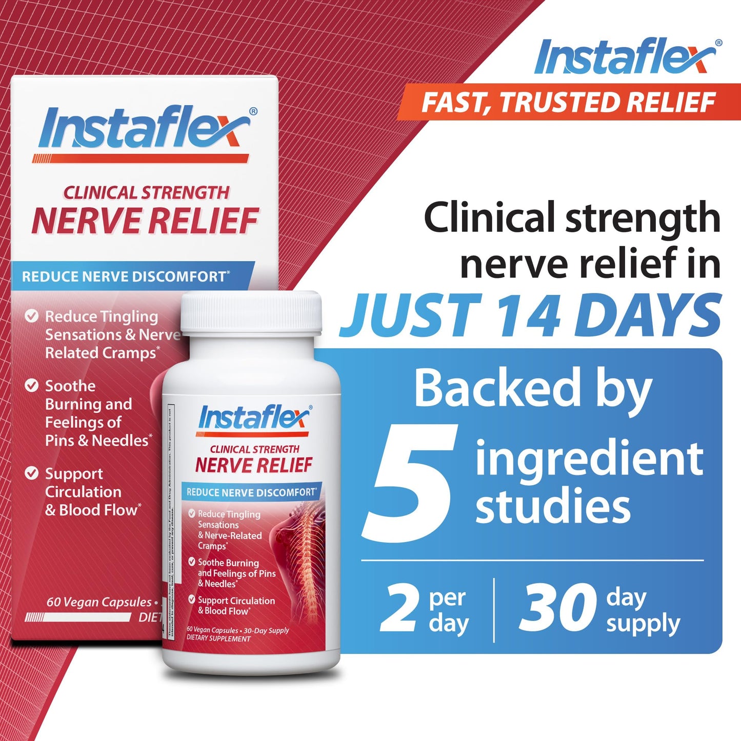 Instaflex Clinical Strength Nerve Relief Capsules, 60 Count