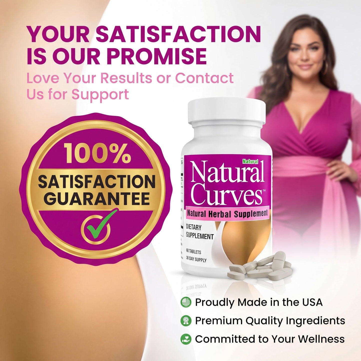 Natural Curves Breast Enhancement Supplement Herbal Bust Enhancer with Saw Palmetto Fenugreek Wild Yam Black Cohosh Vegan Non-GMO 60 Tablets