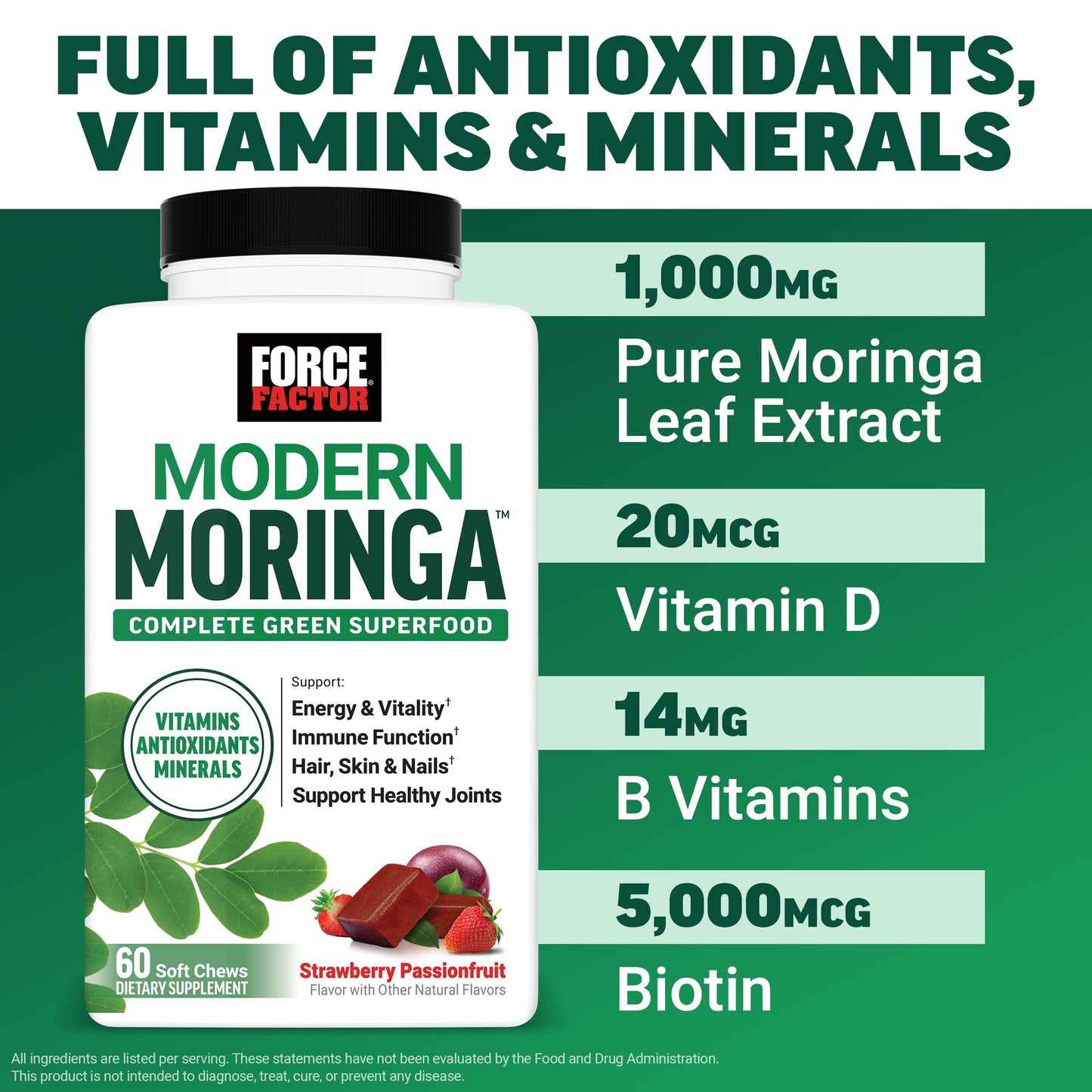 Force Factor Modern Moringa Chewable, 60 Soft Chews