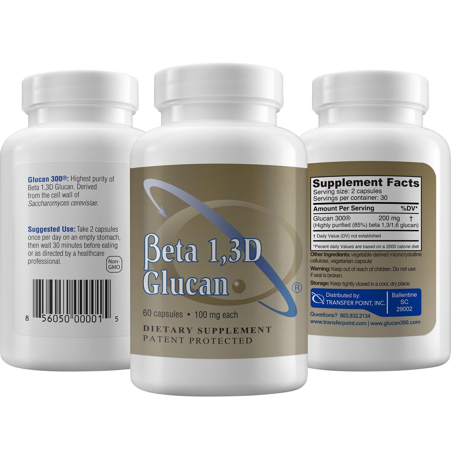 Transfer Point Beta 1,3D Glucan 100 mg Capsule, 60 Count
