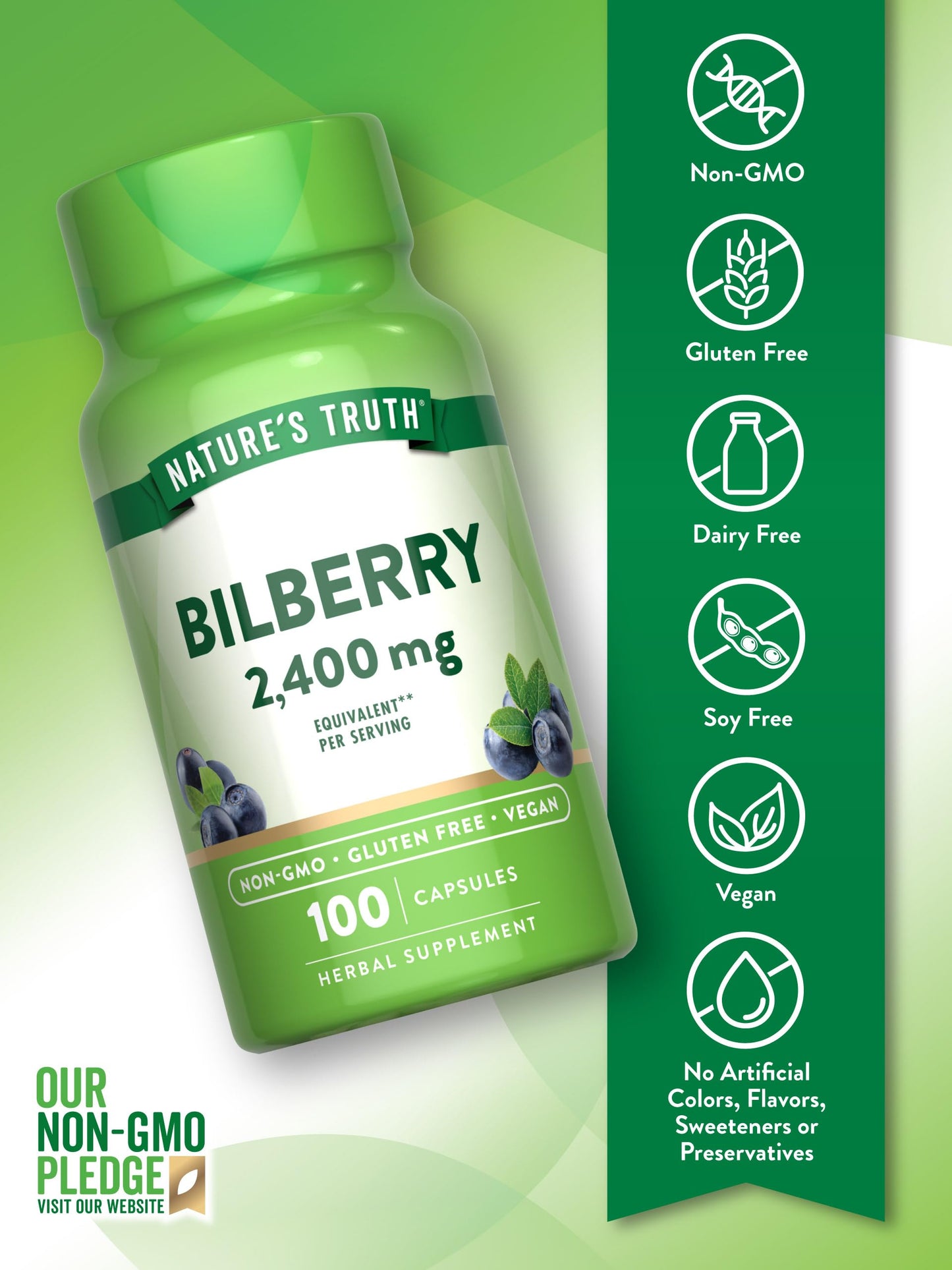 Nature's Truth Bilberry Extract Capsules 100 Count