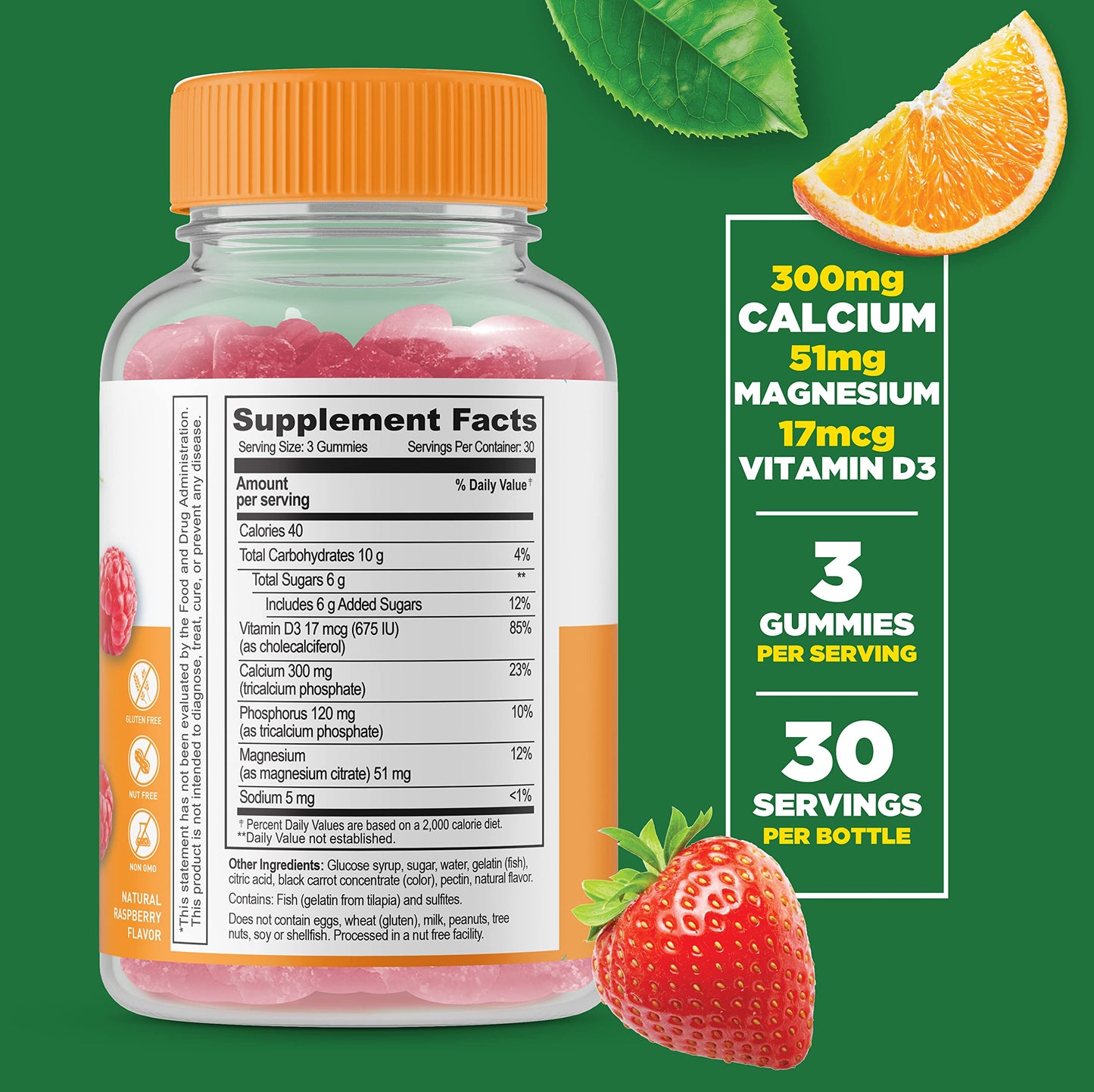 Lifeable Calcium Magnesium + Collagen & Biotin Gummies, 180 Count