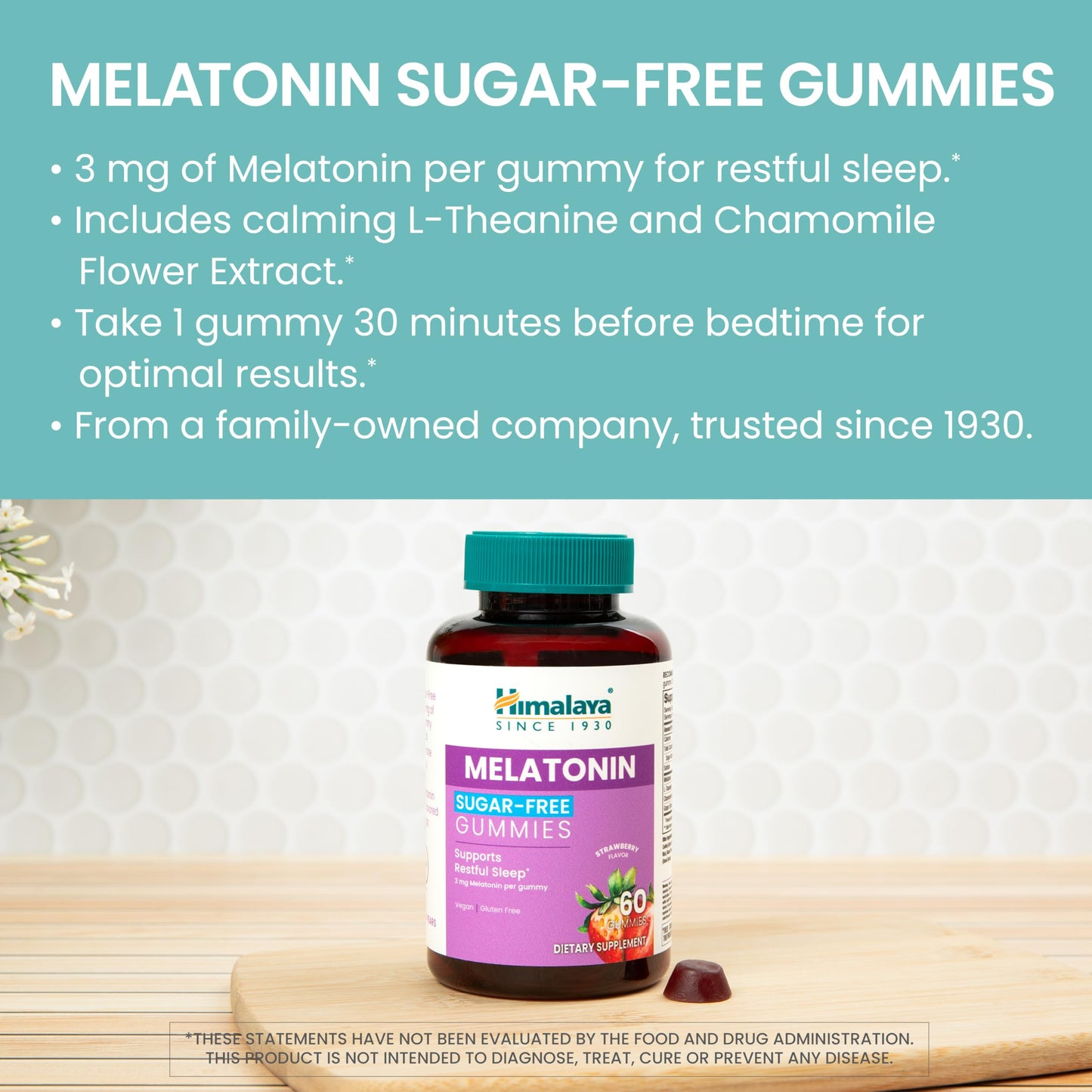 Himalaya Melatonin Sugar-Free Gummies 3 mg Melatonin, 60 Gummies