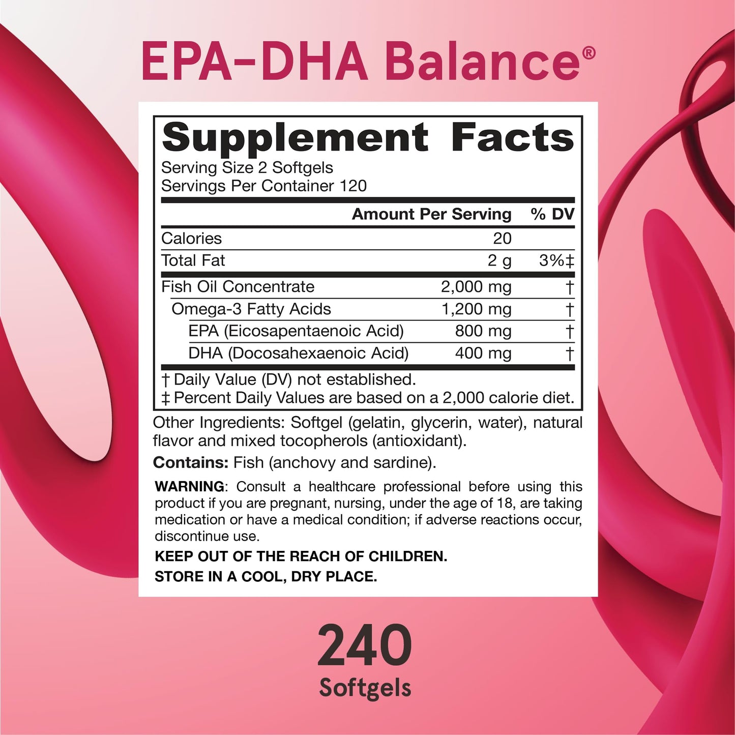 Jarrow Formulas EPA-DHA Balance Softgels, 240 Count