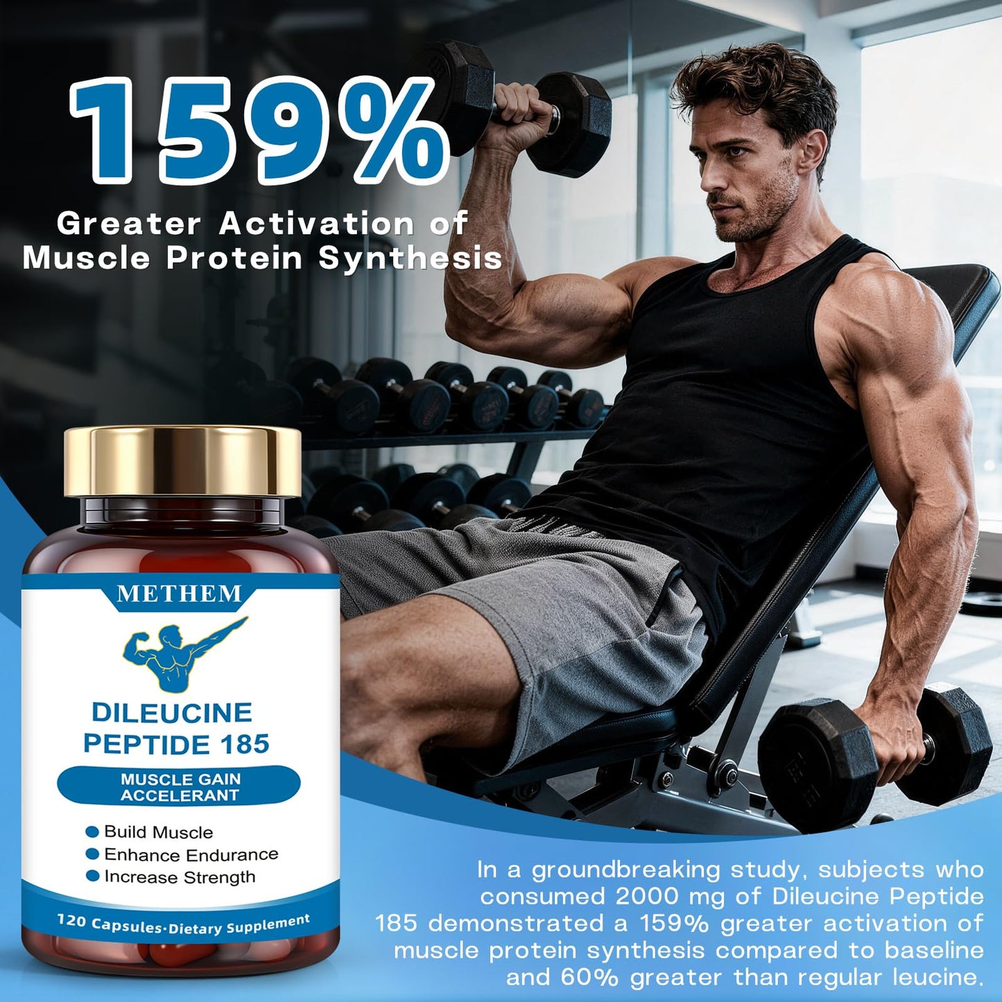 METHEM Dileucine Amino Acid Peptide with 185 Peptides Vegetable Capsules, 120 Count