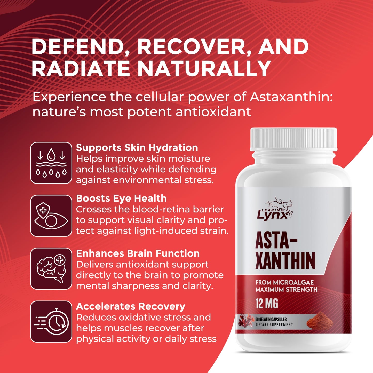 Leaping Lynx Astaxanthin 12mg Capsule, 60 Count