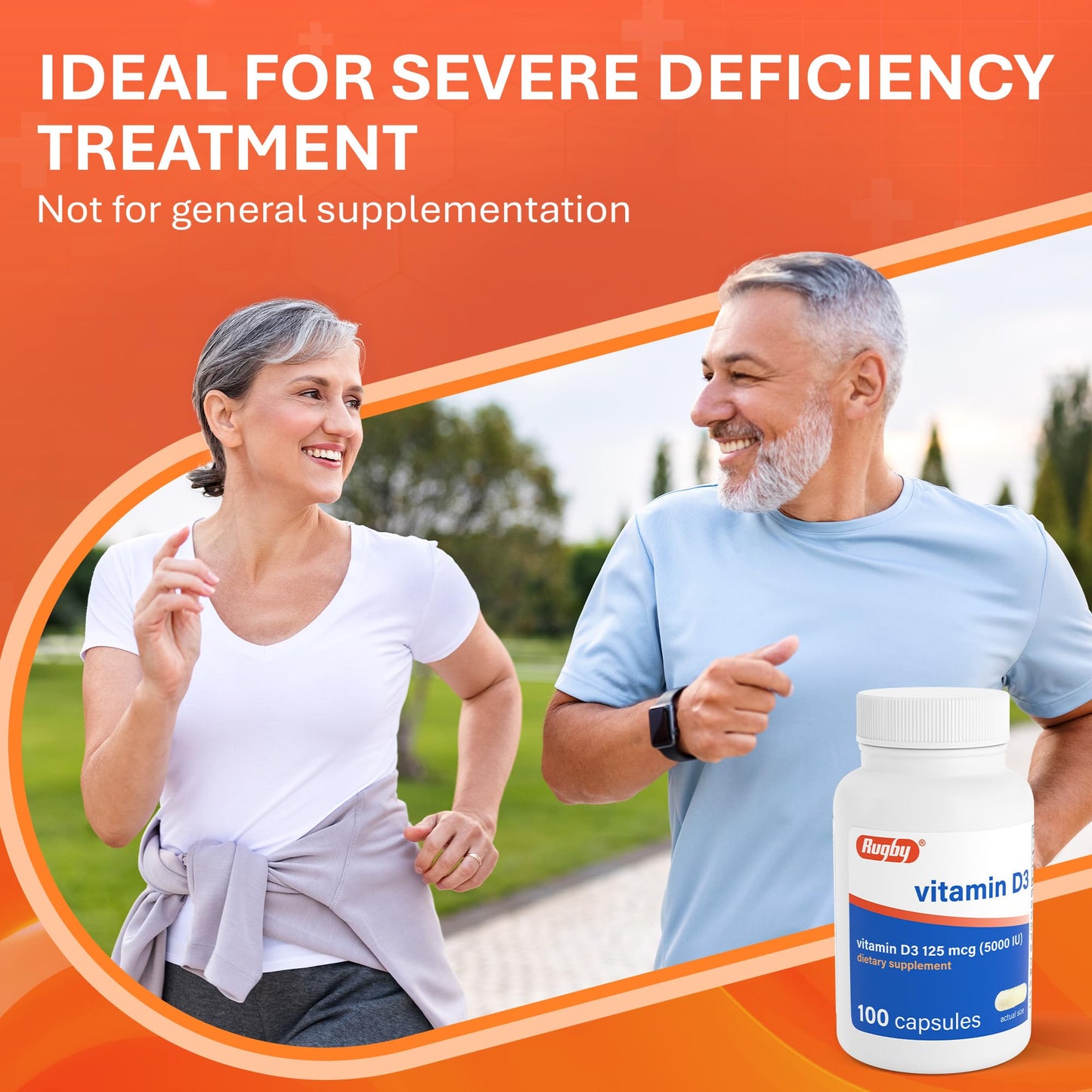 Rugby Laboratories Vitamin D3 5,000 IU (125 mcg) Vitamin D Dietary Supplement for Bone, Teeth, and Immune Health Capsule, 100 Count