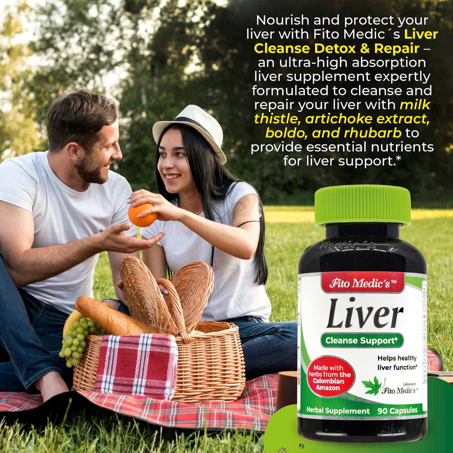 FITO MEDIC'S Liver Supplement with Milk Thistle, Artichoke, Boldo and Rhubarb, Herbal Formula Capsule, 90 Count