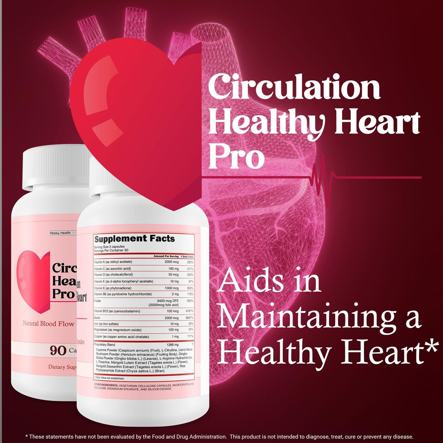 Happy Health Marketplace Circulation Healthy Heart Pro Capsule 90 Count