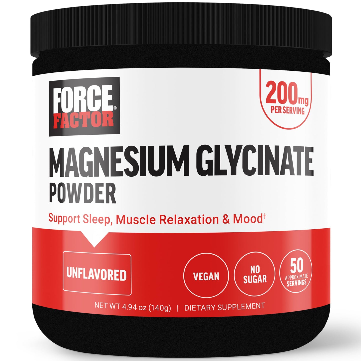 Force Factor Magnesium Glycinate 200mg Powder, 4.94 oz
