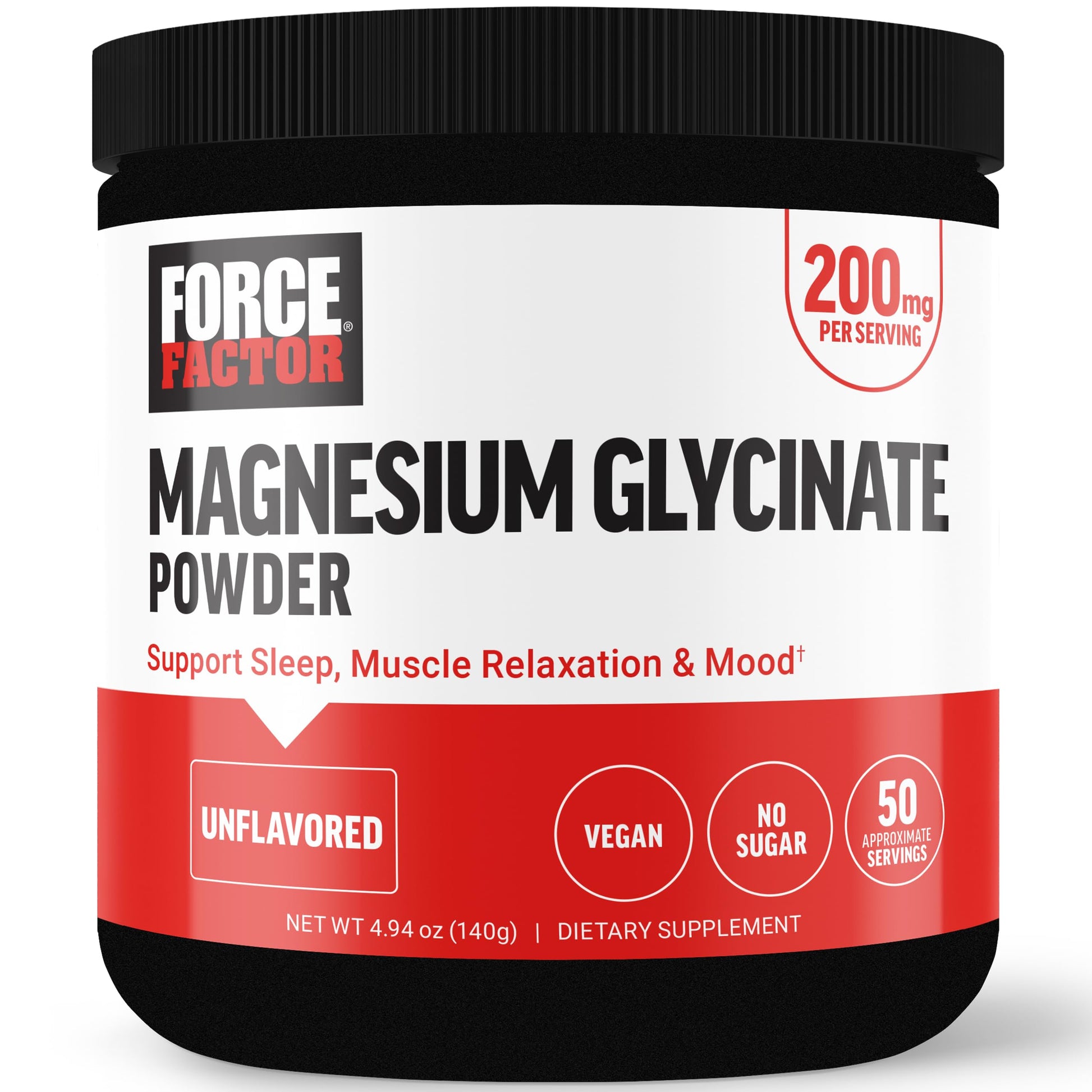 Force Factor Magnesium Glycinate 200mg Powder, 4.94 oz