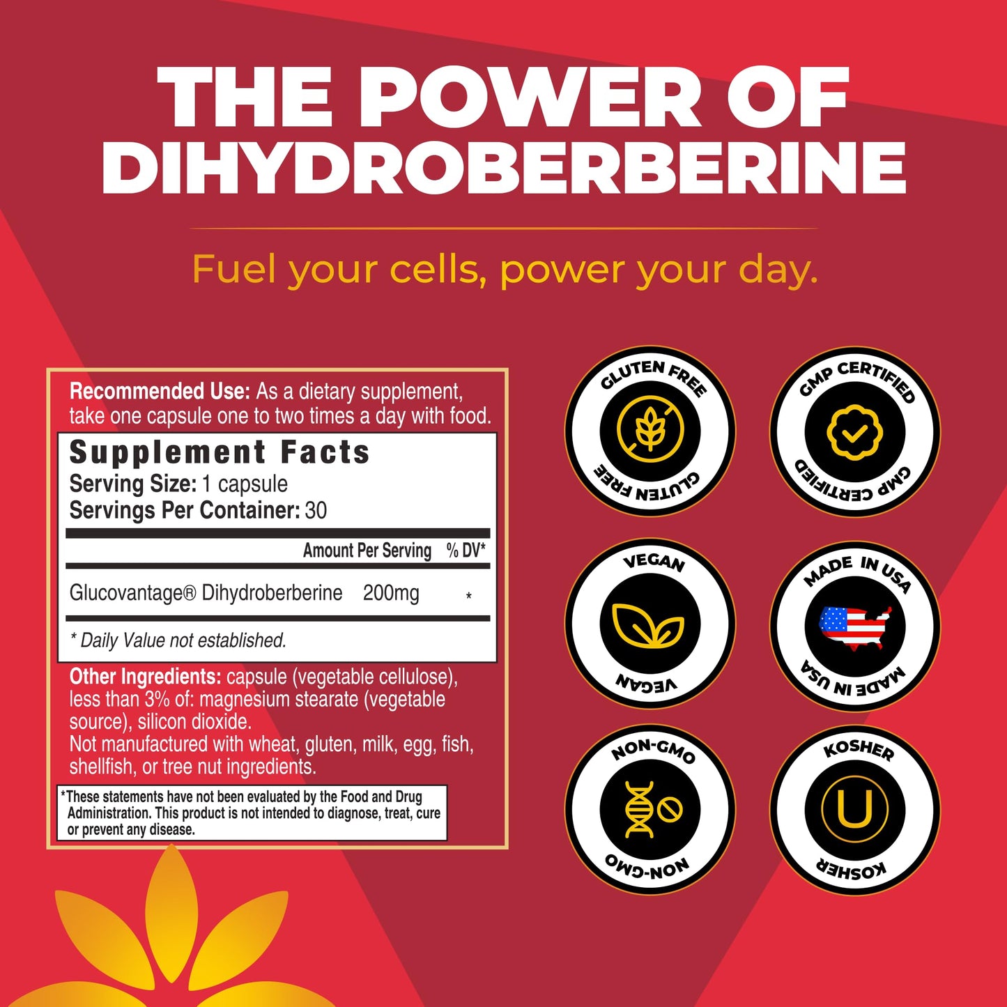 Vita Bloom Labs GlucoVantage Dihydroberberine Supplement Capsules, 30 Count