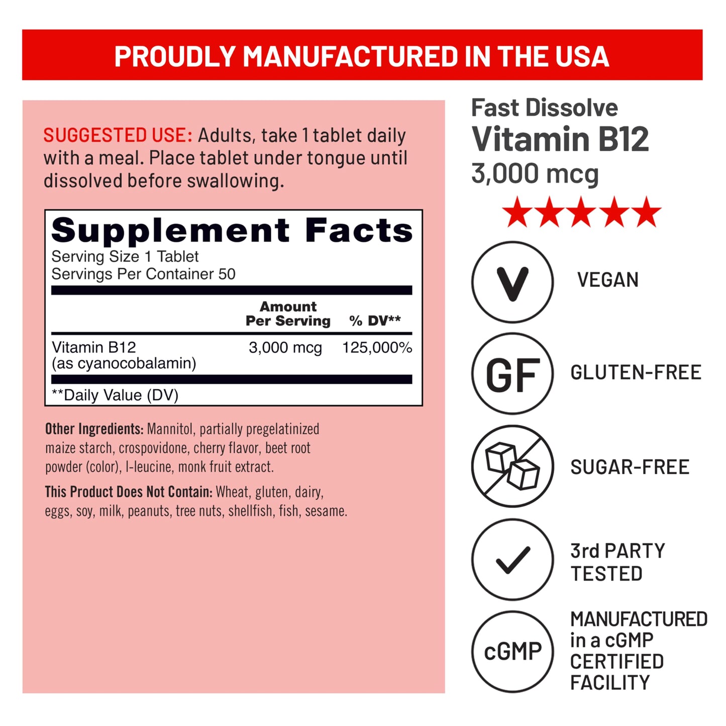 NatureWise Vitamin B12 3000 mcg Sublingual Tablets 50 Tablets