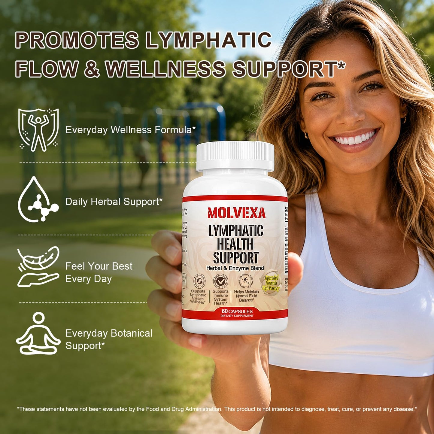 MOLVEXA Lymphatic Drainage Capsules Cleavers Extract, 60 Capsules