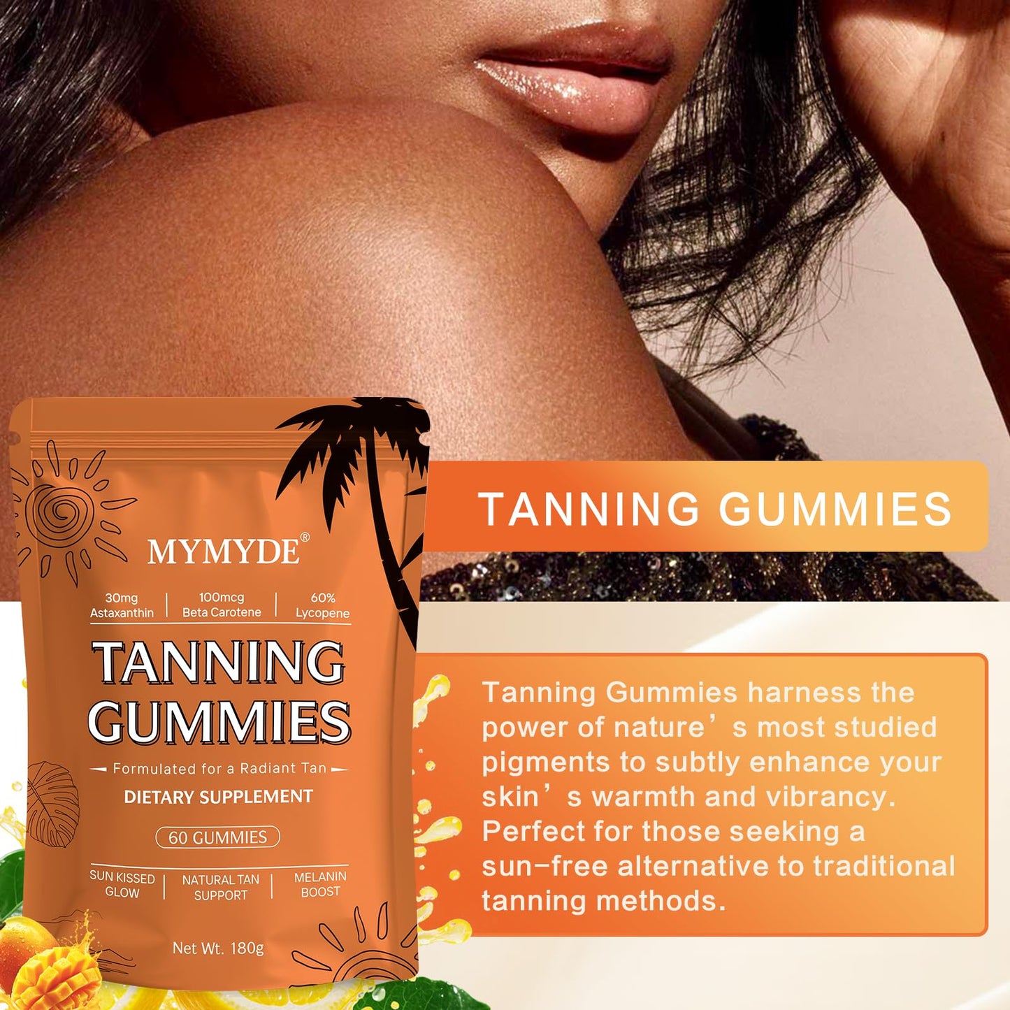 MYMYDE New Skin Natural Tanning Gummies Gummy 60 Count