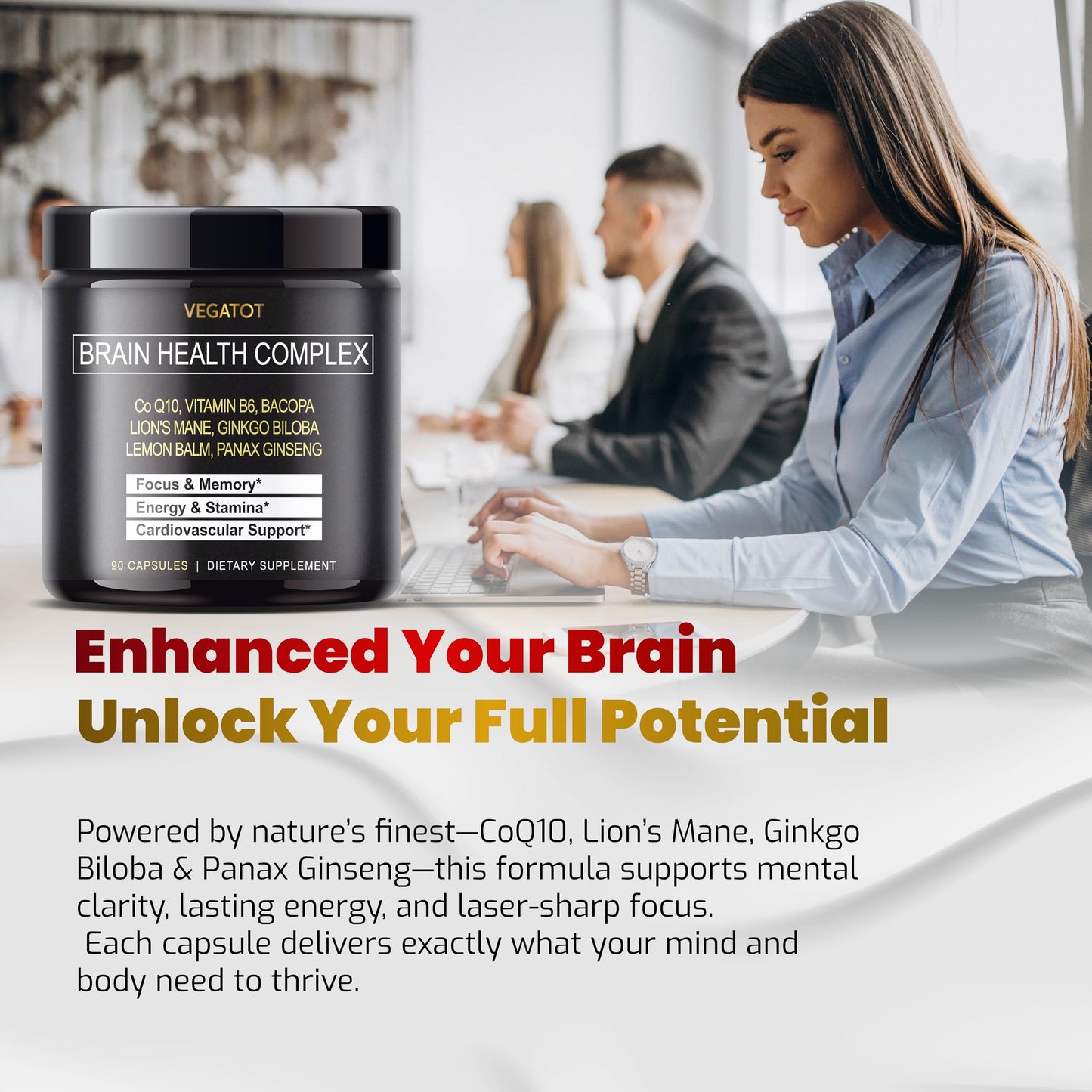 VEGATOT Brain Booster Brain Health Complex Capsule 90 Count