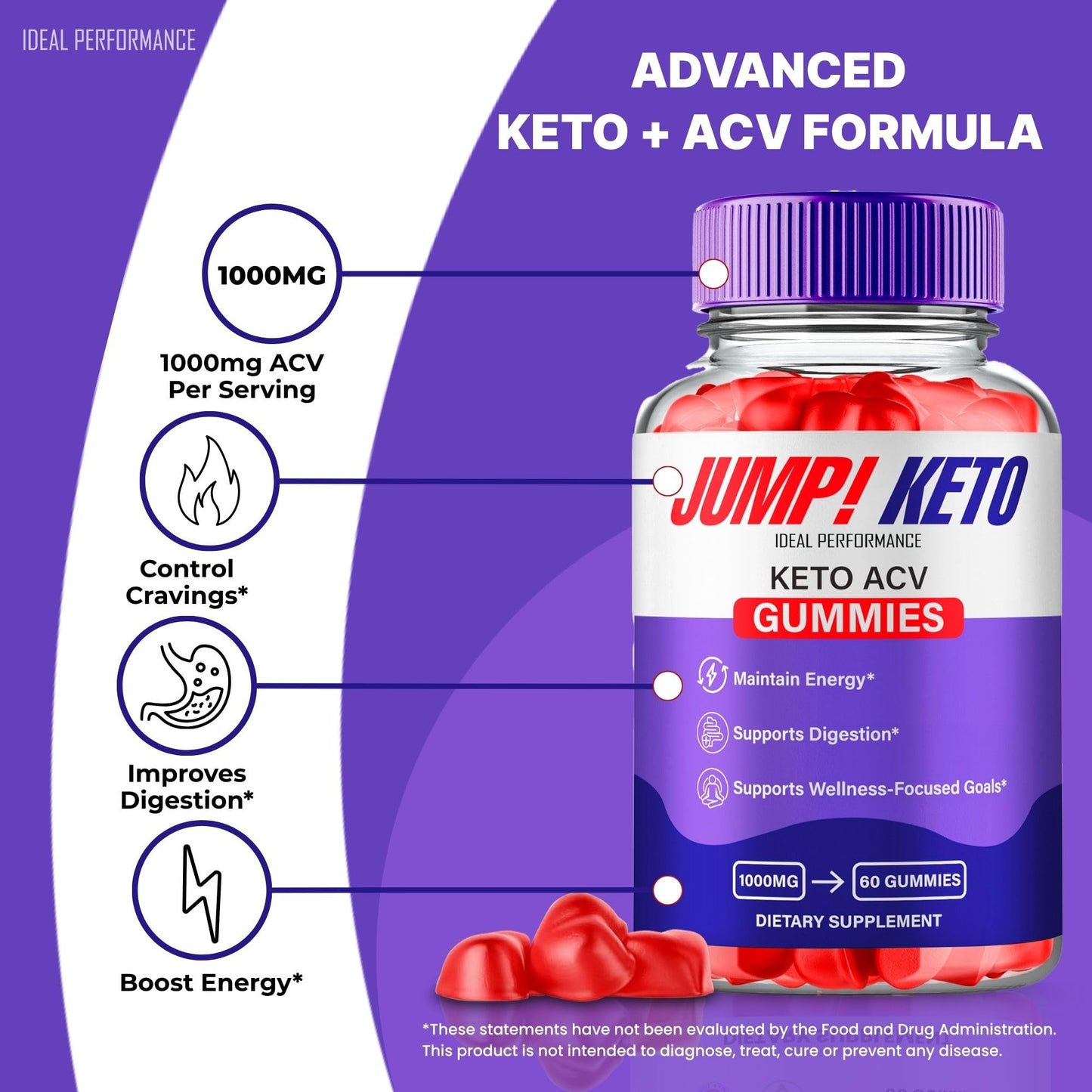 Ideal Performance Jump Keto ACV Gummies 60 Count