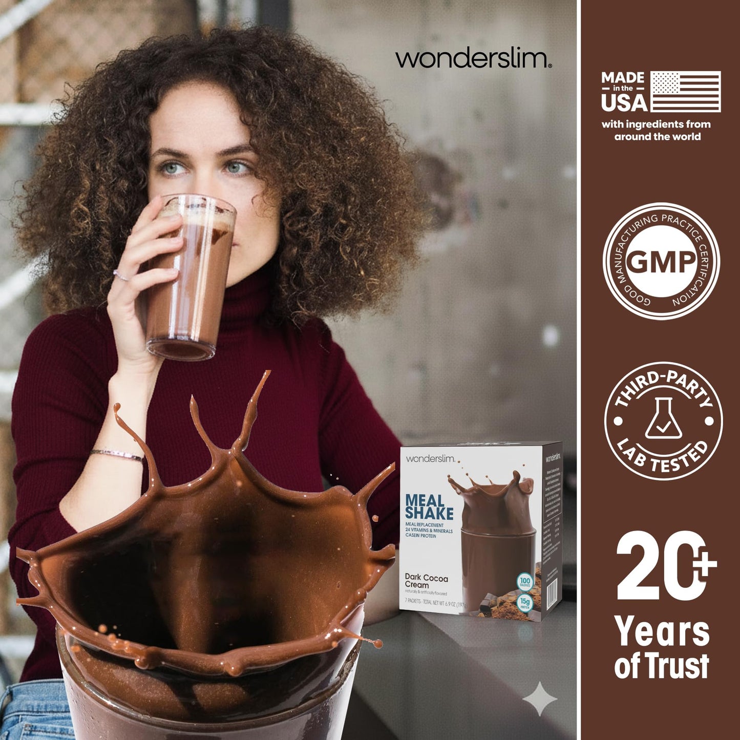WonderSlim Protein Meal Replacement Shake Powder Dark Cocoa Cream