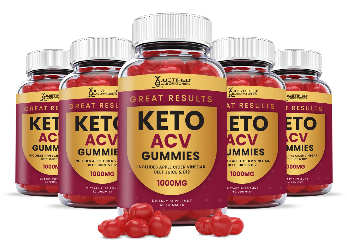 Justified Laboratories Great Results Keto ACV Gummies, 300 Gummies