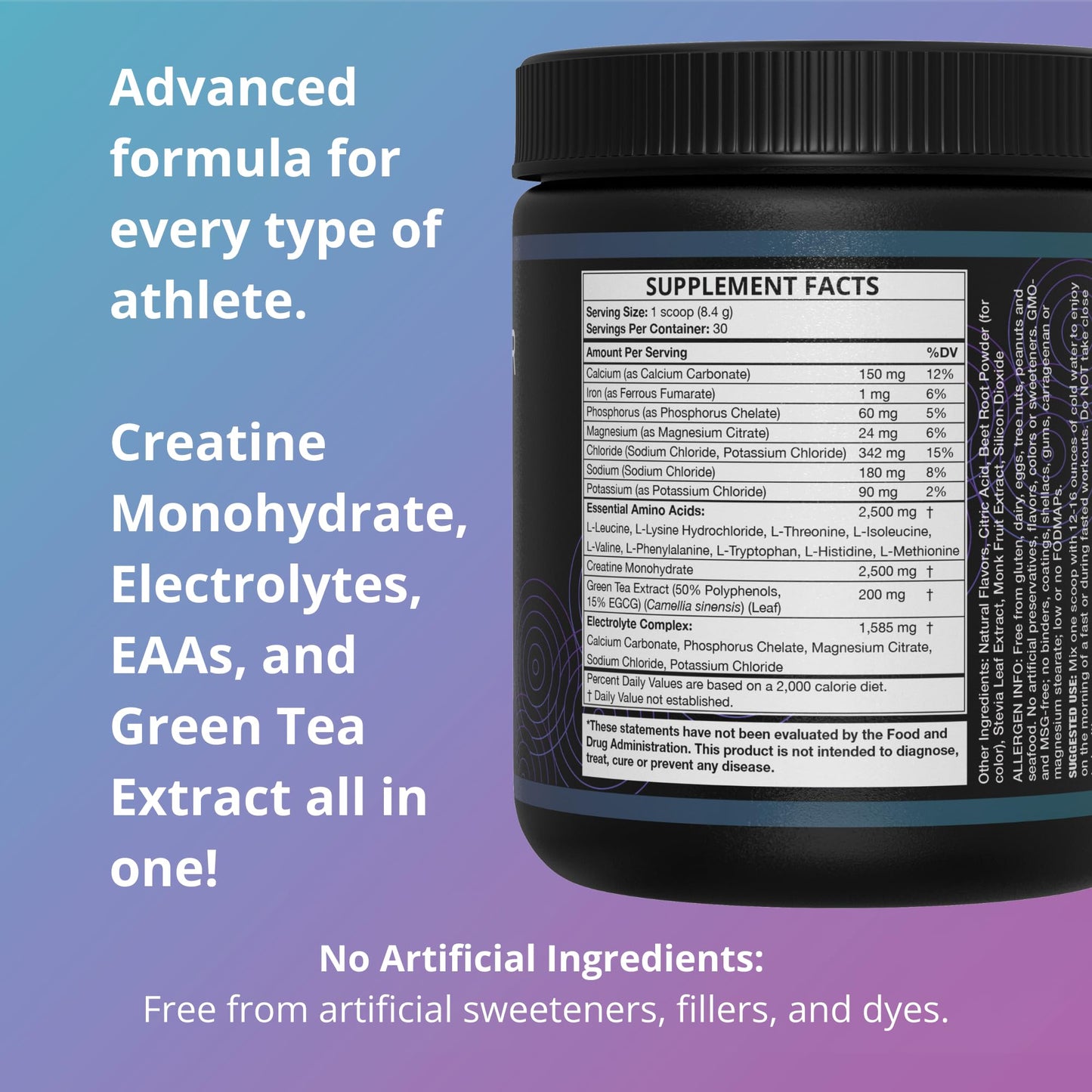 Fuel 4 Ever Fast Fasting Electrolyte Powder with Creatine, Essential Amino Acids & Green Tea Extract, Watermelon Flavor, 8.9 oz