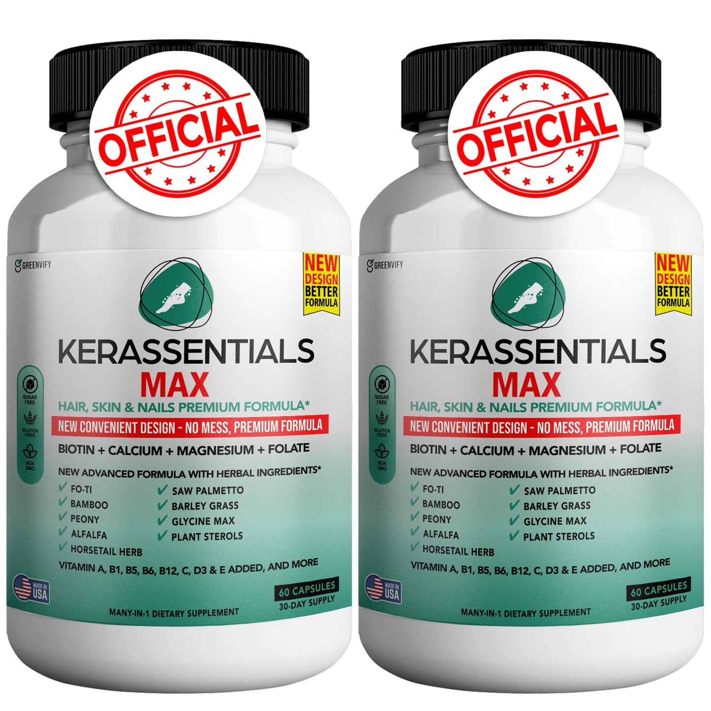 GREENVIFY Kerassentials Max Hair, Skin & Nails Support Supplement 120 Capsules