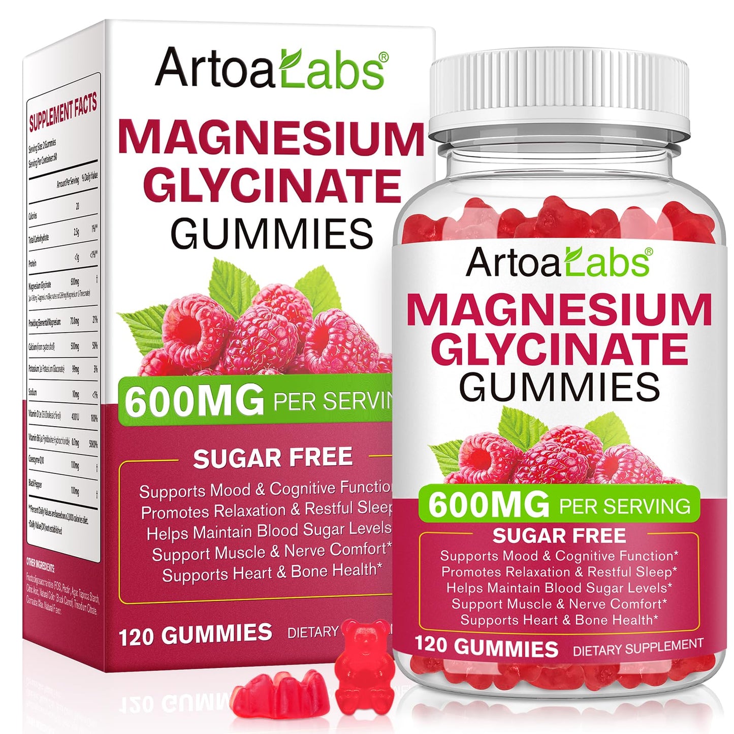 WOJBALMN Magnesium Glycinate Gummies with L-Threonate, 120 Gummies