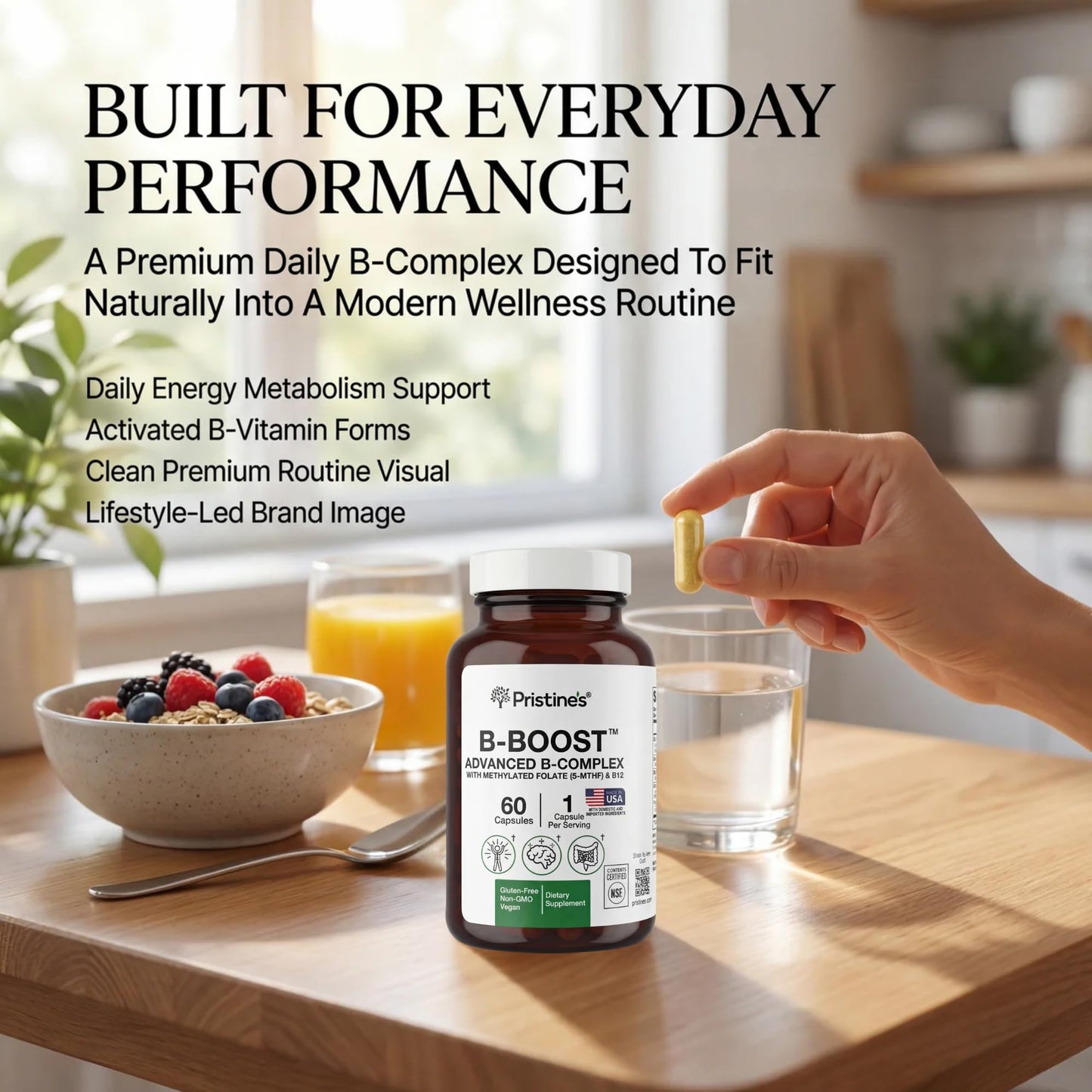PRISTINE'S B-Boost Advanced Vitamin B Complex Capsules 60 Capsules