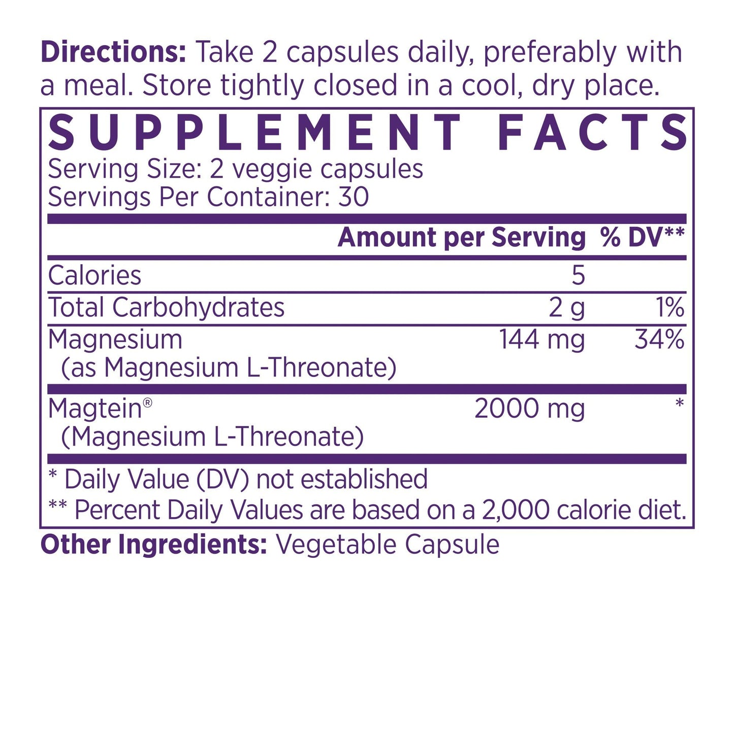 NAOMI Magtein Magnesium L-Threonate 2000mg Capsule, 60 Count