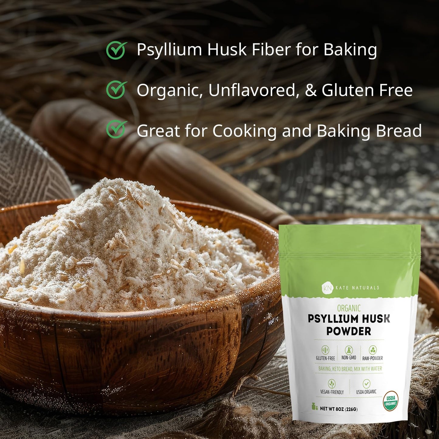 Kate Naturals Psyllium Husk Powder, 8 oz