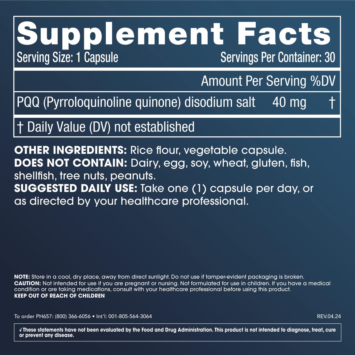 ProHealth Pure PQQ (Pyrroloquinoline Quinone) 40 mg Extra Strength Capsule, 30 Capsules
