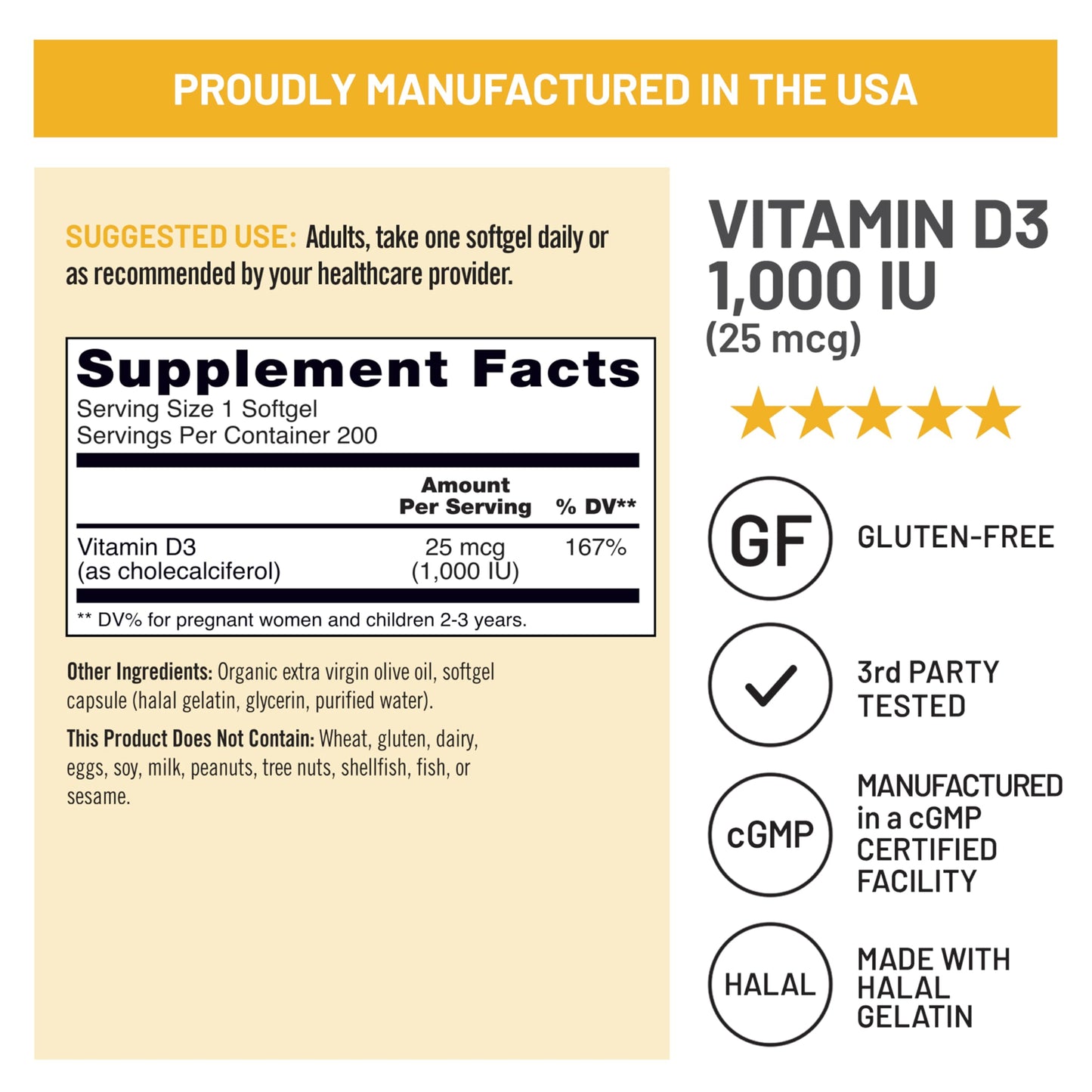 NatureWise Vitamin D3 1000iu (25 mcg) Softgel 200 Count