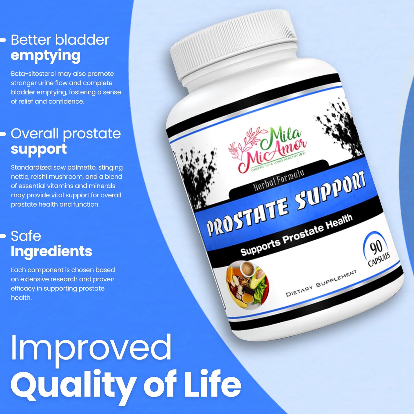Mila Miamor Prostate Support Supplement for Men Capsules 90 Count