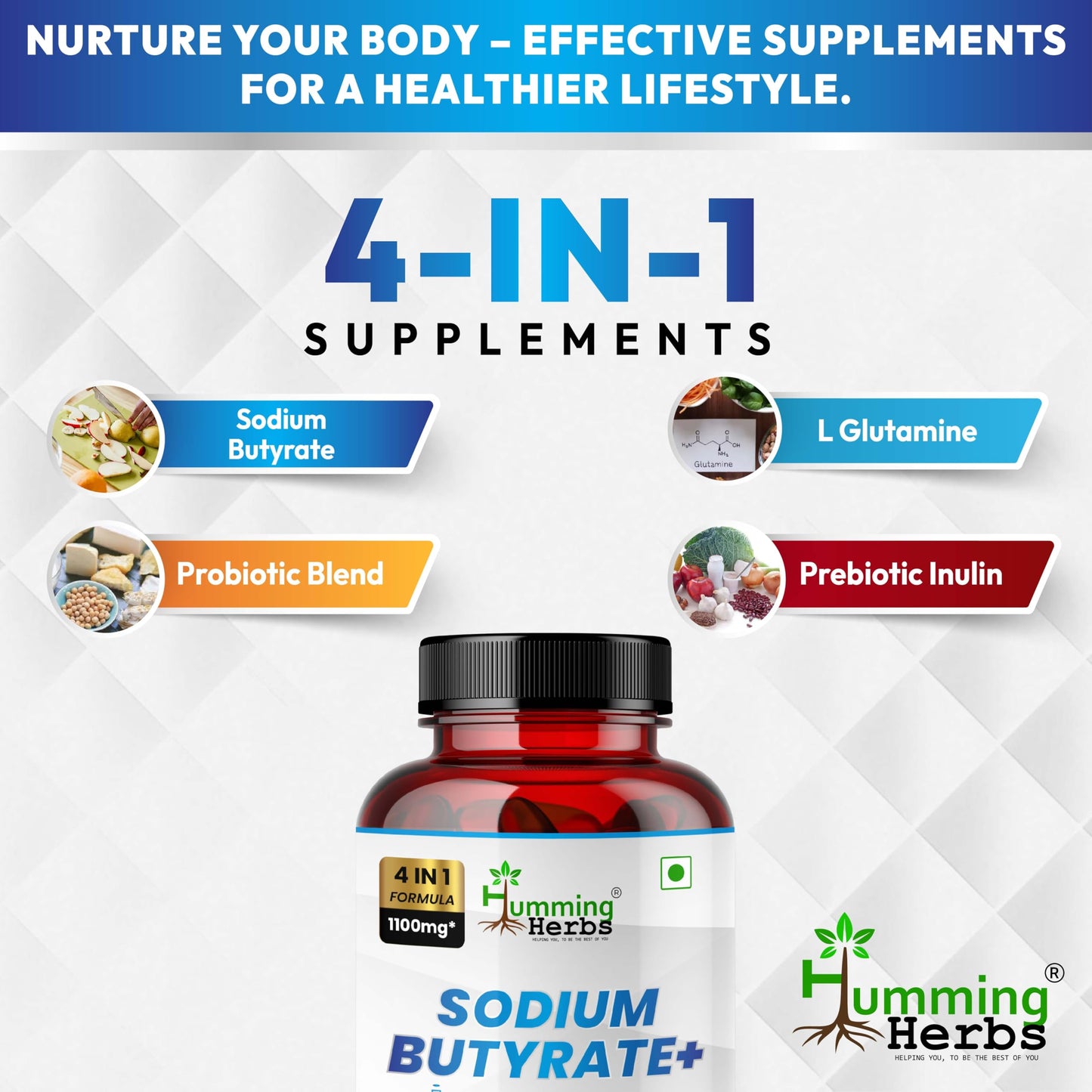 Humming Herbs Sodium Butyrate+ Capsules 120 Count