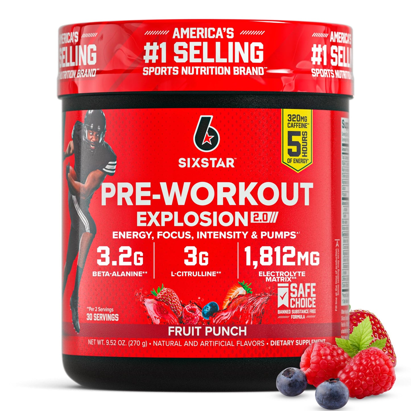 Six Star Pre-Workout Powder Fruit Punch 9.52 oz