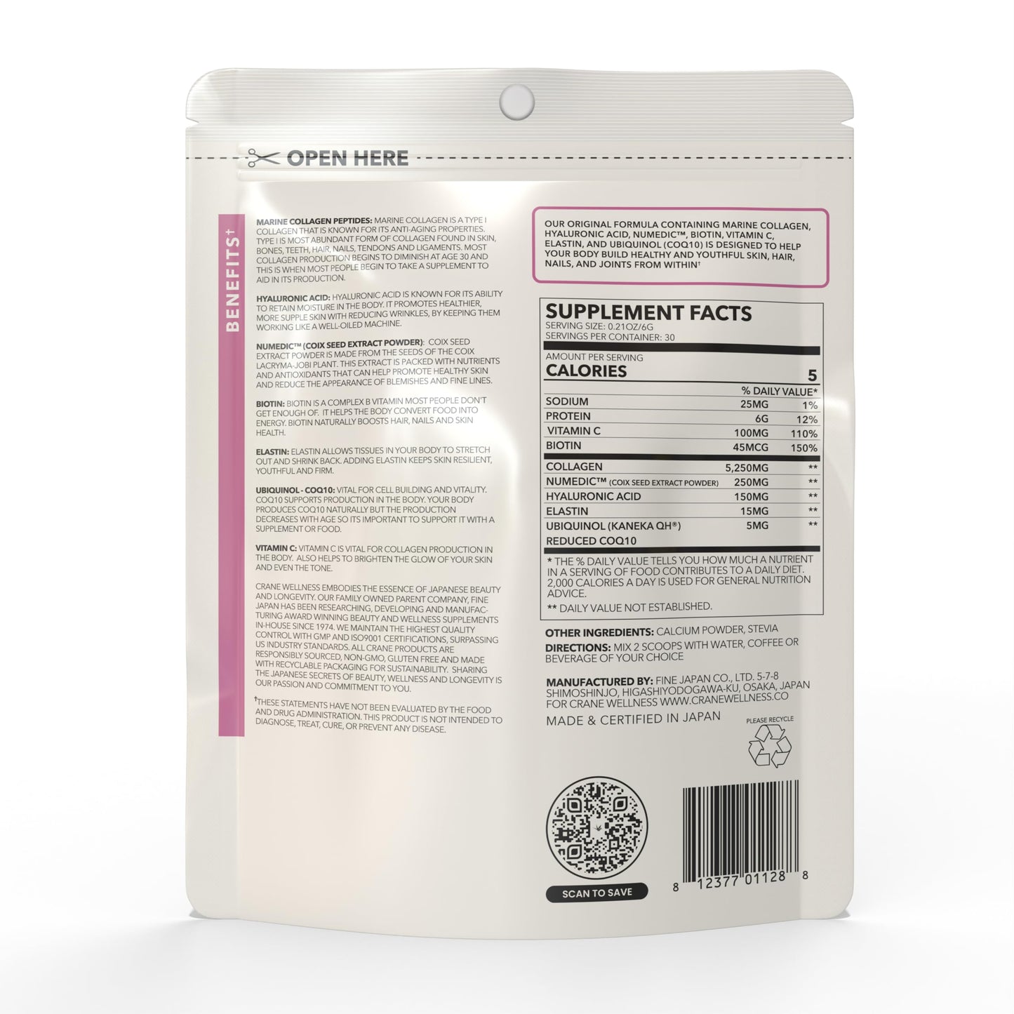 CRANE WELLNESS Radiant Renew Marine Collagen Complex Powder 6.35 oz