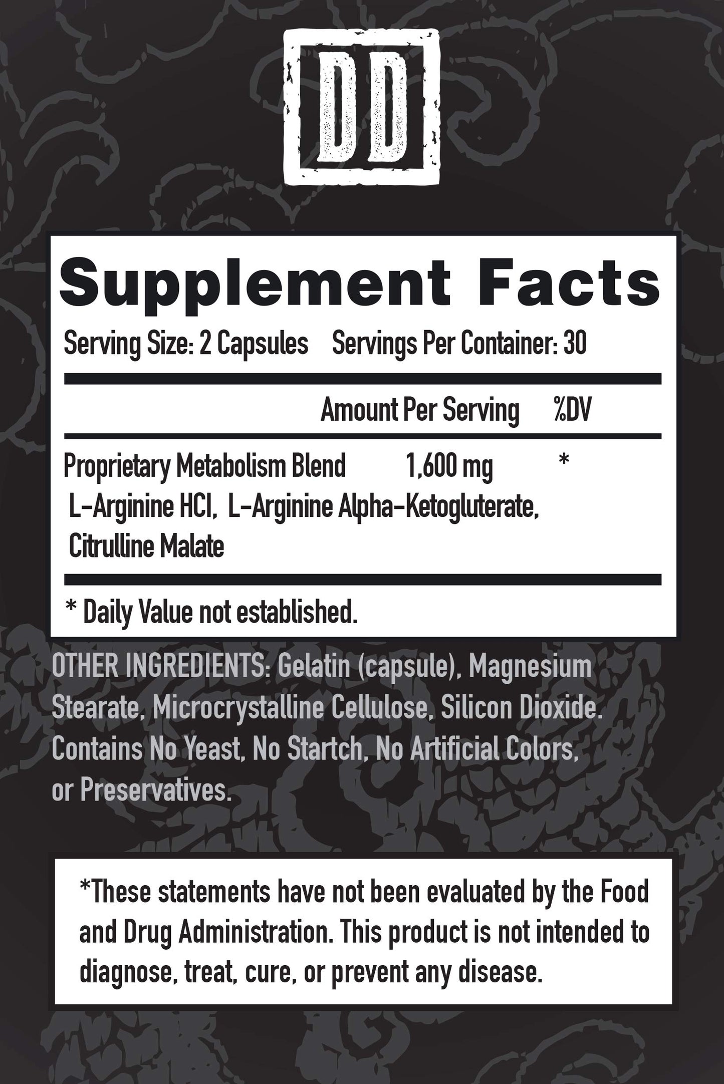 Double Dragon Organics Nitric Oxide Booster Supplement Capsules 60 Count