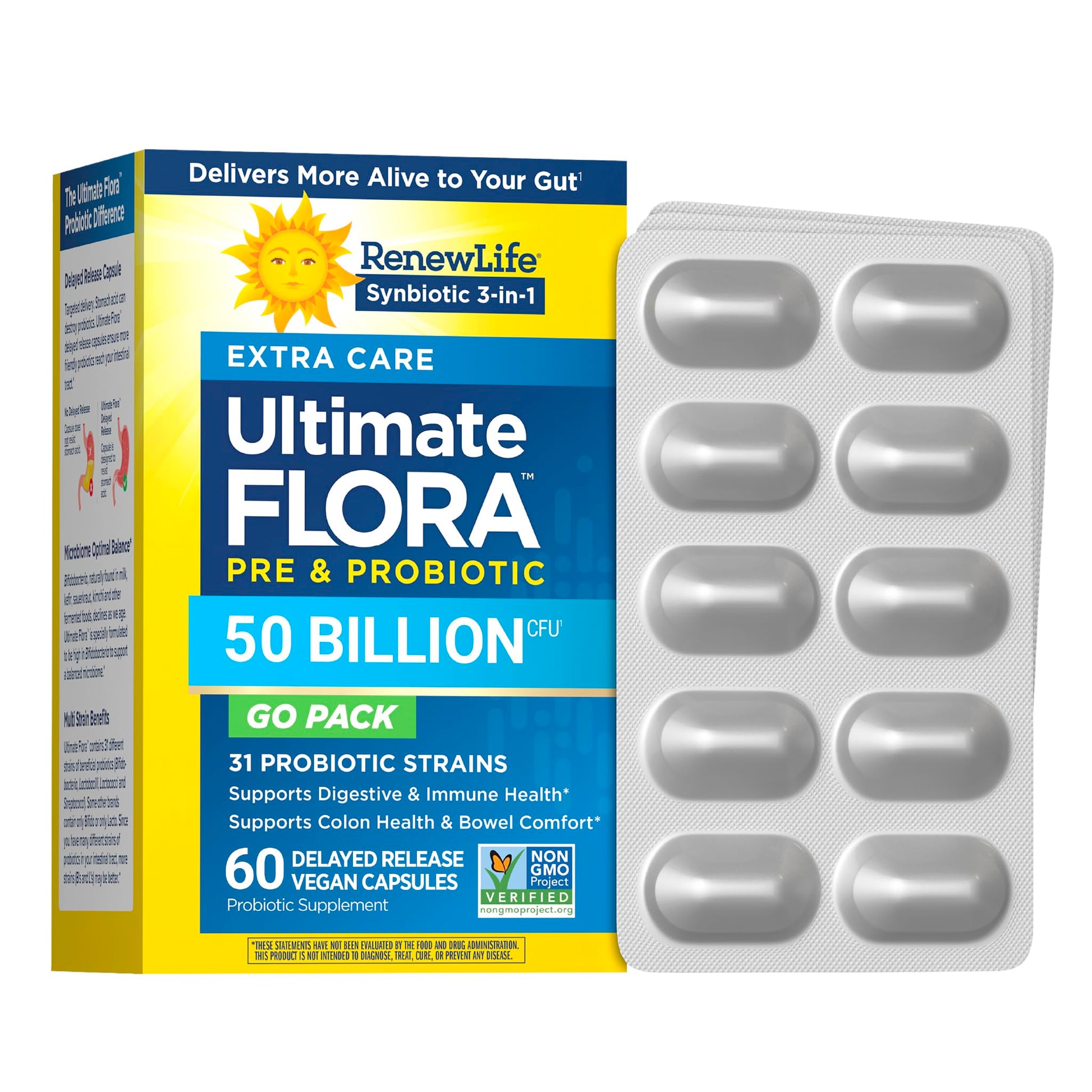 Renew Life Ultimate Flora Extra Care Probiotic 50 Billion CFU Capsule, 60 Count