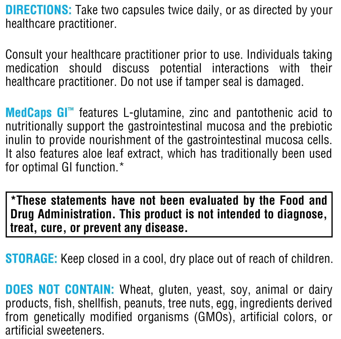 XYMOGEN MedCaps GI L-Glutamine, Zinc & Prebiotic Inulin - GI Mucosa & Gut Lining Support - with Aloe Leaf Extract - Vegetarian & Non-GMO, 120 Capsules