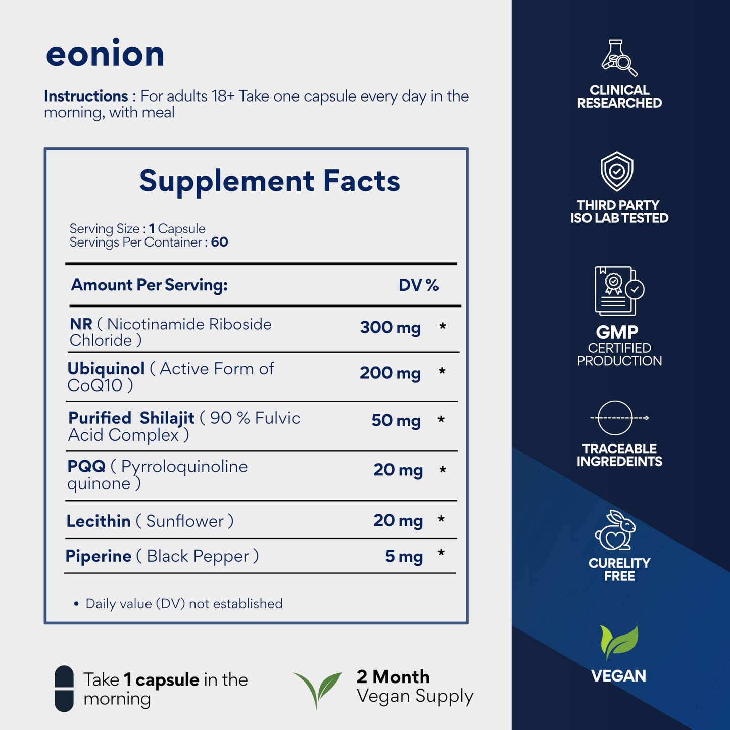 NutraHerbs Advanced NAD+ Complex with 300mg NR + 200 mg Ubiquinol CoQ10 & 10 mg PQQ Mitochondrial Support for Cellular Energy, Mental Clarity & Focus Enhanced Bioavailability, 60 Capsules