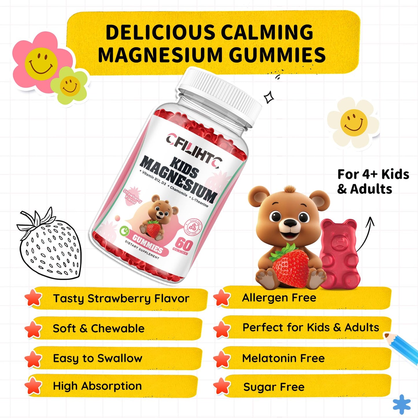 CFILIHTC Magnesium Glycinate Gummies, 120 Count
