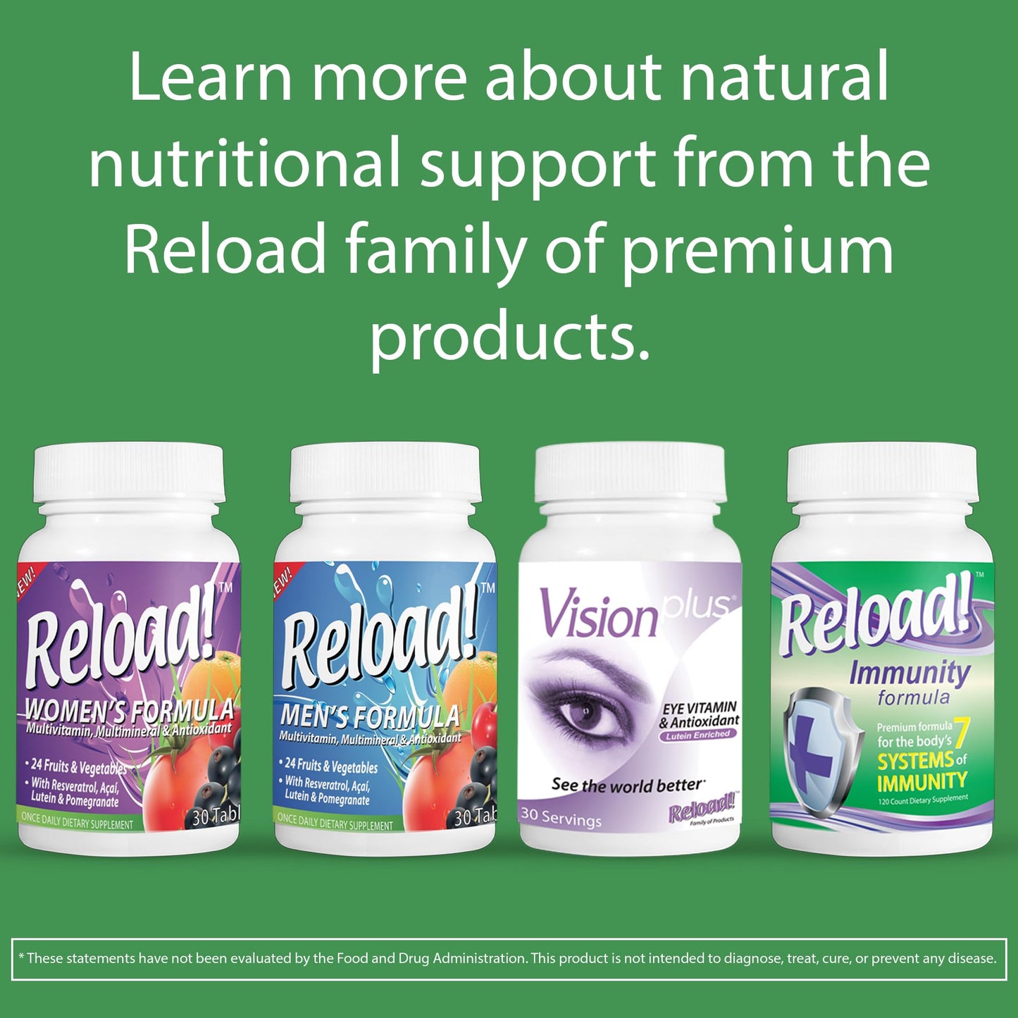 Reload! Immunity Antioxidant, Echinacea, Vitamins A, C, D, Zinc, Selenium, Ginkgo, Aloe, Probiotic/Prebiotic, Fenugreek Tablet 120