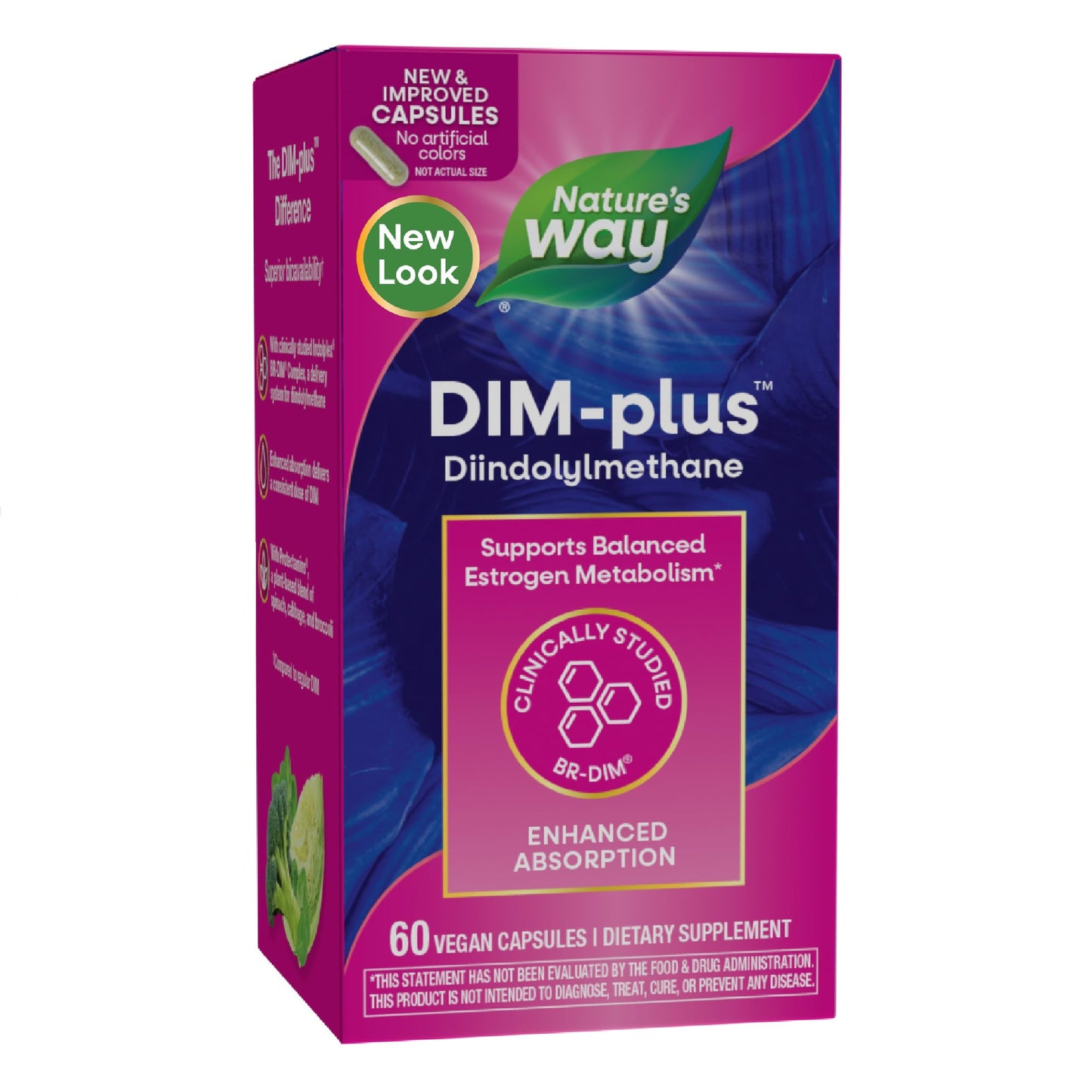 Nature's Way DIM-Plus DIM Supplement BR-Diindolylmethane 100 mg Capsules 60 Count