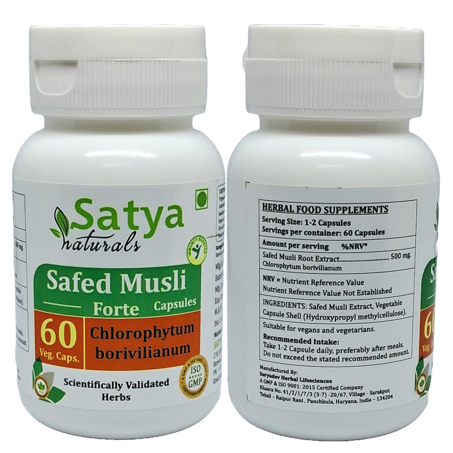 Generic Safed Musli Capsules, 500 mg, 120 Count