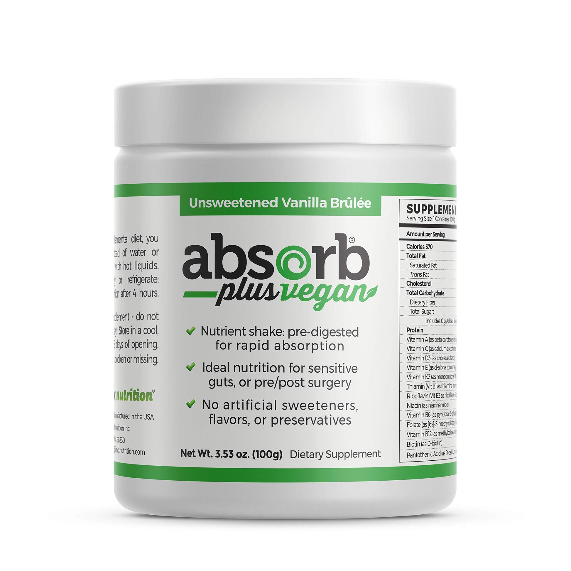 Absorb Plus Vegan Isolate Protein Organic Sprouted Rice Protein Powder, 3.53 Ounce
