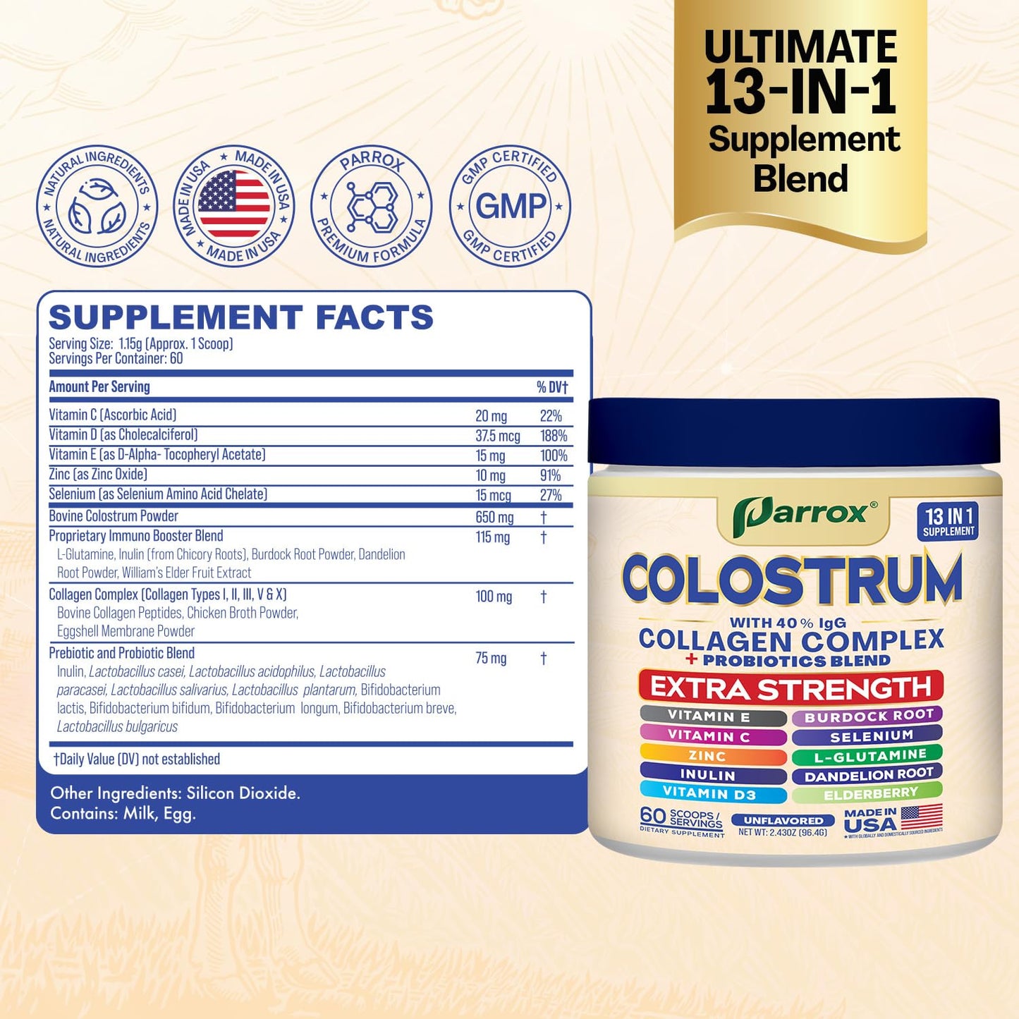 Parrox Colostrum Powder 2.43 Ounce