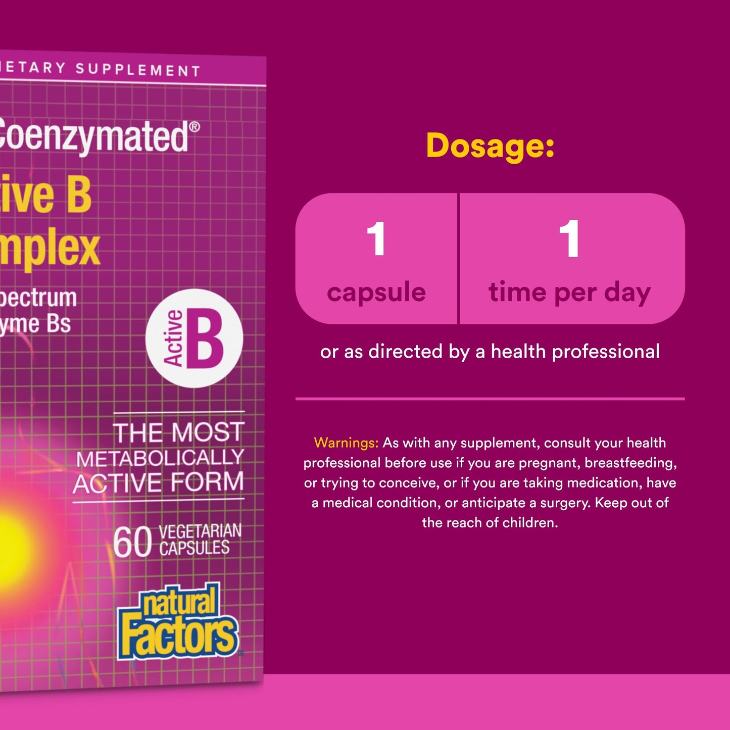 Natural Factors BioCoenzymated Active B Complex Capsules, 60 Capsules