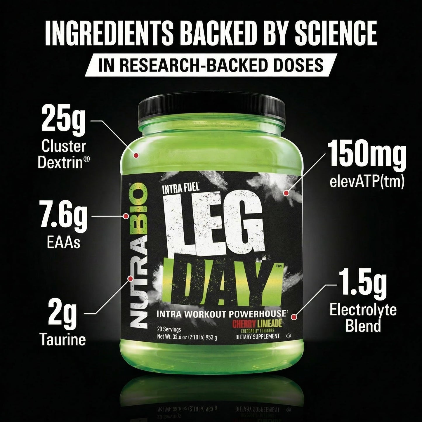NutraBio Leg Day Intra Workout Powder 33.6