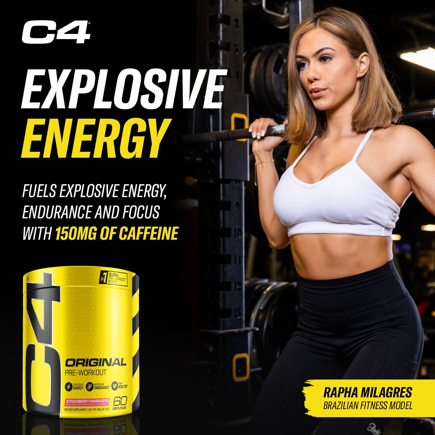 C4 Original Pre Workout Powder Strawberry Margarita, 12.1 oz