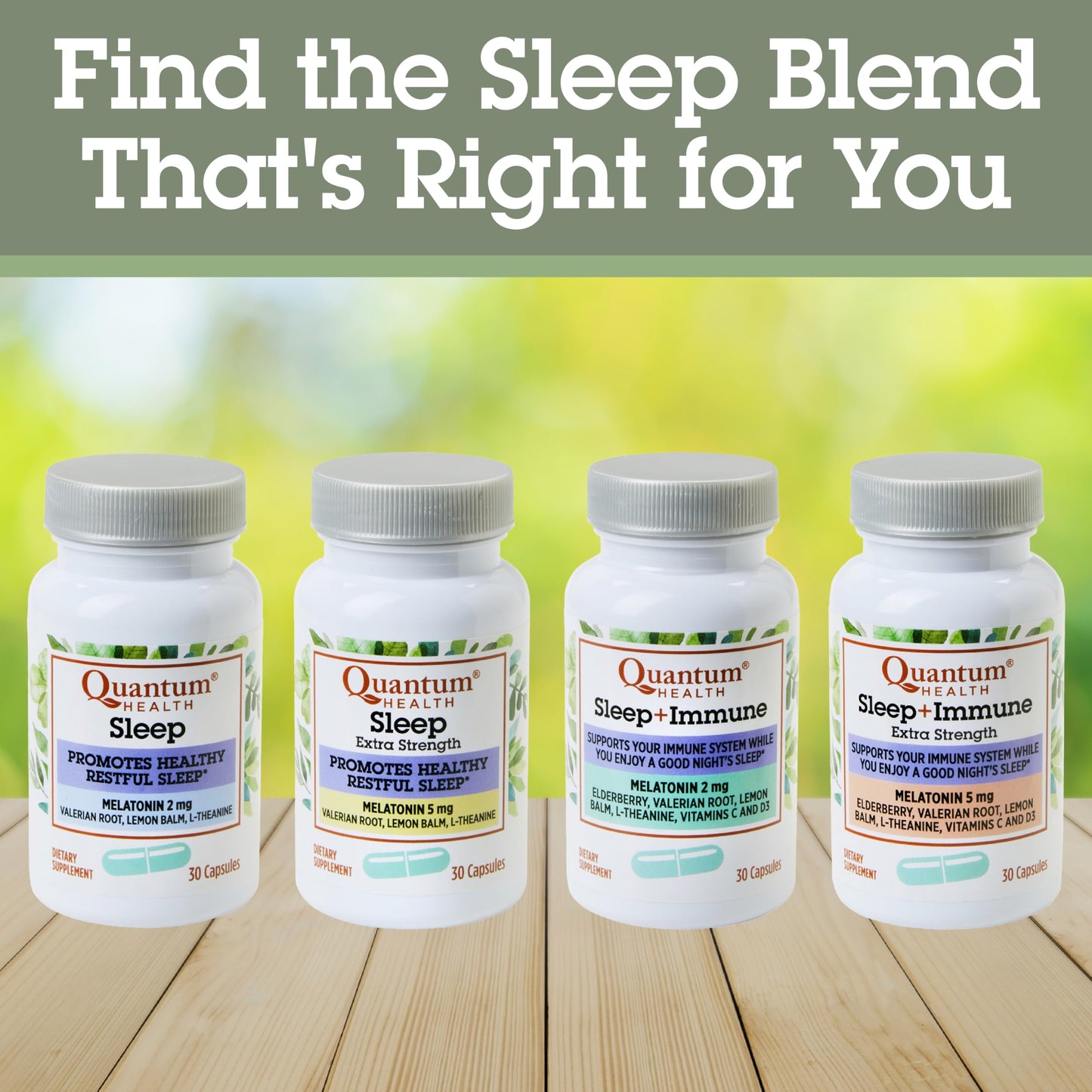 Quantum Sleep Melatonin 2mg with Valerian Root, Lemon Balm & L-Theanine, Healthy Restful Sleep Support, 30 Capsules