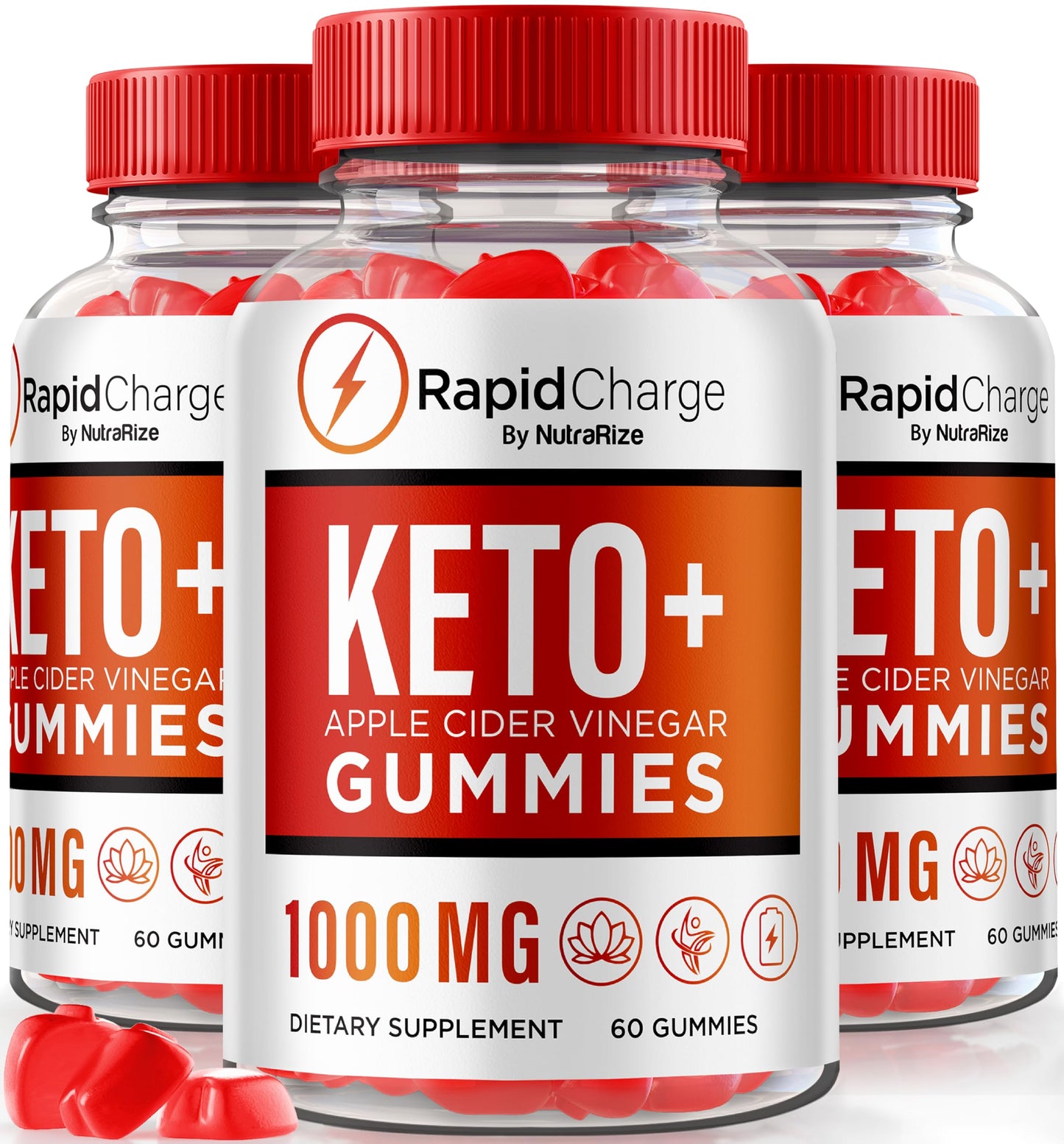 NutraRize Rapid Charge Keto Gummies ACV Formula, 180 Gummies